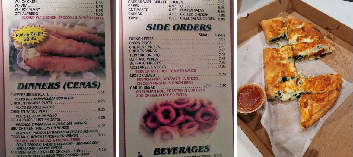 Bill's Pizza Menu